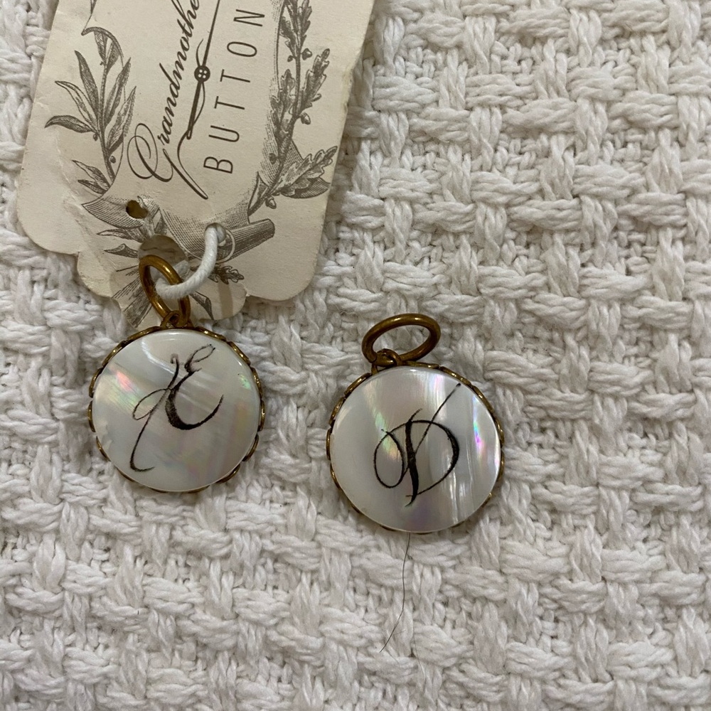 Antique MOP letter button charms. “D” SOLD